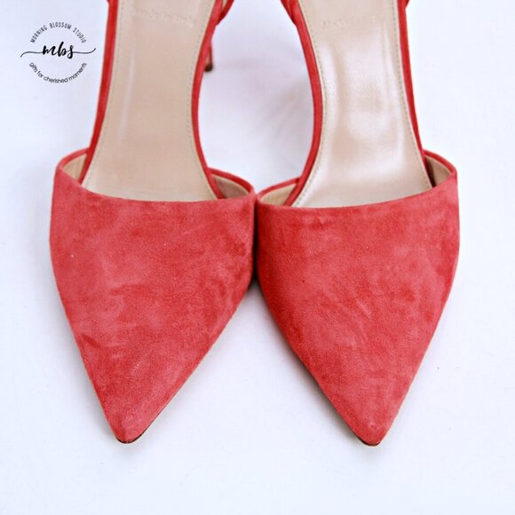 J. Crew Elsie Leather Pointed Toe Heel Pumps Orange Red Women 8.5 - Picture 9 of 14